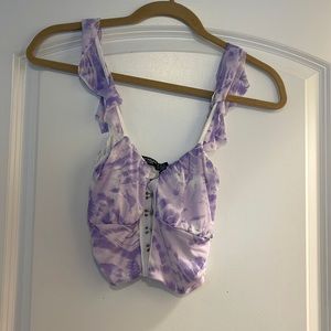 Nasty girl purple/white closure in middle sleeveless crop tank nwt size 0